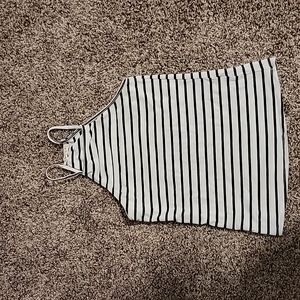 Black and white strip crop top